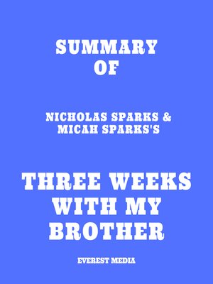cover image of Summary of Nicholas Sparks & Micah Sparks's Three Weeks with My Brother